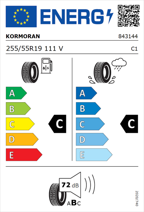 Tyre Label for Kormoran SUV Summer 255/55R19 111V